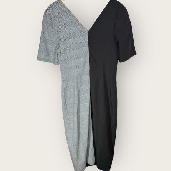 Fame and Partners Everly Colorblock Sheath Dress Black US Size 10 Plaid Two-Tone - Picture 11 of 13